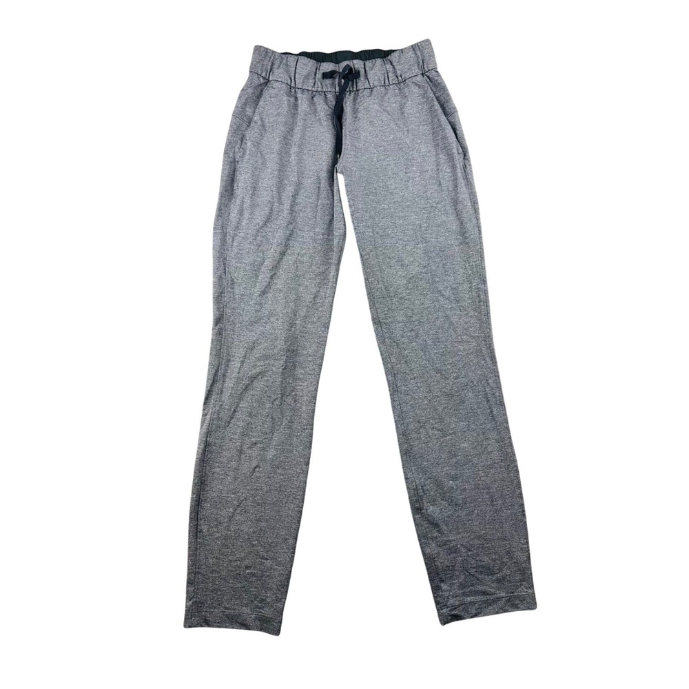 Lululemon Track Pants Women 2 Gray Heathered Drawstring Athletic Pockets Stretch